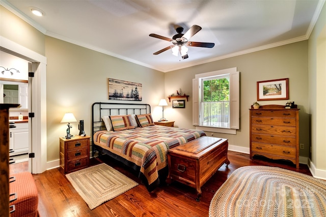 846 Duckback Trl, Whittier, NC 28789 - bedroom with wood finished floors, ornamental molding, and a ceiling fan