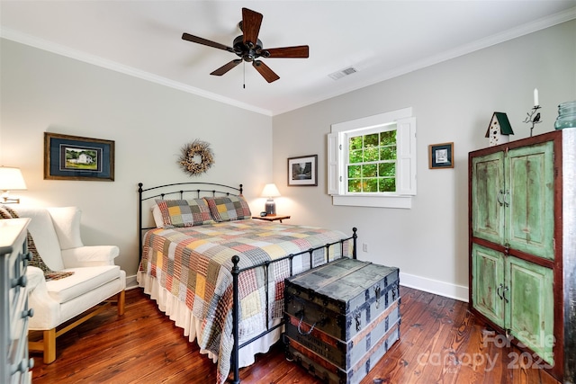 846 Duckback Trl, Whittier, NC 28789 - bedroom featuring ornamental molding, hardwood / wood-style flooring, and a ceiling fan