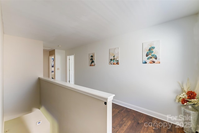 2015 Savannah Hills Dr, Matthews, NC 28105 - corridor with dark wood finished floors and an upstairs landing