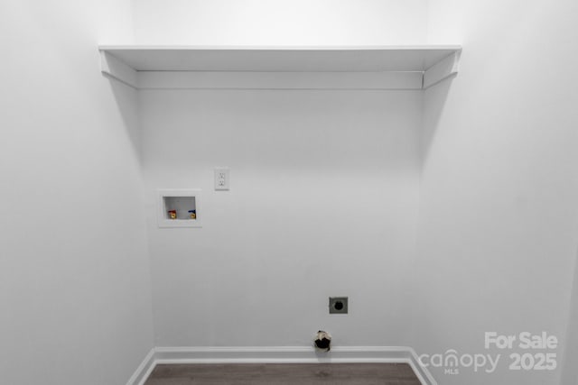 803 Evening Shade Ln, Gastonia, NC 28052 - laundry area with washer hookup and dark wood-style floors