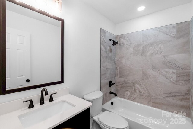 803 Evening Shade Ln, Gastonia, NC 28052 - full bath featuring vanity, bathtub / shower combination, and recessed lighting