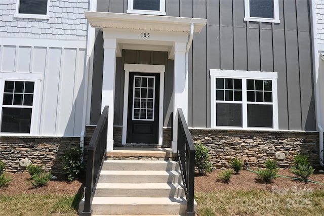 185 Cherry Springs Ln Unit 24-C, Asheville, NC 28804 - entrance to property featuring board and batten siding and stone siding