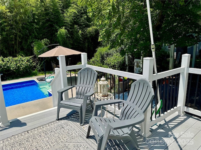 227 Reep Dr, Morganton, NC 28655 - outdoor pool featuring a wooden deck