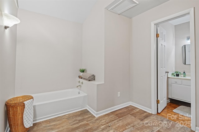 15 Beaverdam Ct, Asheville, NC 28804 - full bathroom with wood finished floors, vanity, and a bath