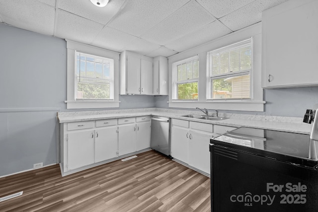 200 N Martin Luther King Jr Ave, Salisbury, NC 28144 - kitchen with dishwasher, a drop ceiling, electric range oven, light countertops, and light wood finished floors