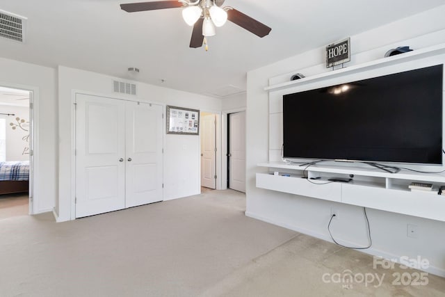 2932 Berry Creek Rd, Charlotte, NC 28214 - unfurnished living room with a ceiling fan and carpet floors