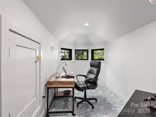 184 Sandys Home Pl, Mars Hill, NC 28754 - home office featuring recessed lighting and lofted ceiling