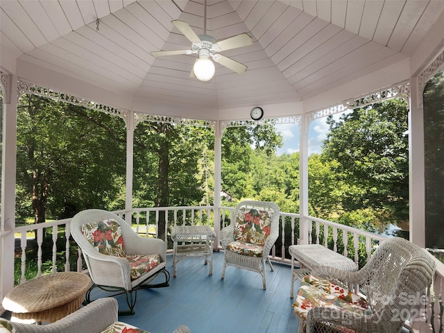 599 Red Fox Ln, Flat Rock, NC 28731 - sunroom / solarium with a ceiling fan and lofted ceiling