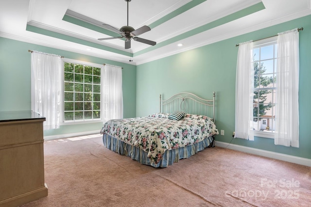 2301 Willow Creek Dr, Newton, NC 28658 - carpeted bedroom featuring crown molding, a raised ceiling, and a ceiling fan