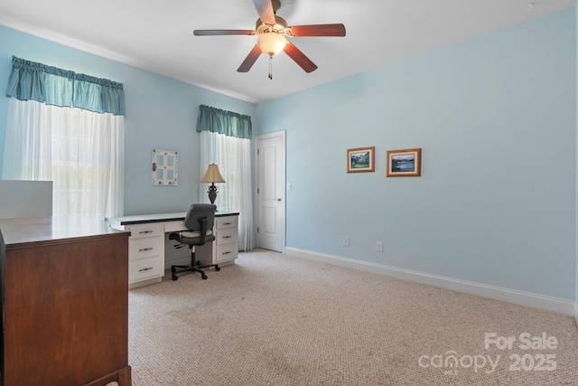 2301 Willow Creek Dr, Newton, NC 28658 - office area featuring light carpet and a ceiling fan