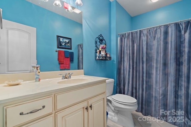 2301 Willow Creek Dr, Newton, NC 28658 - full bathroom with vanity, tile patterned floors, and a shower with curtain