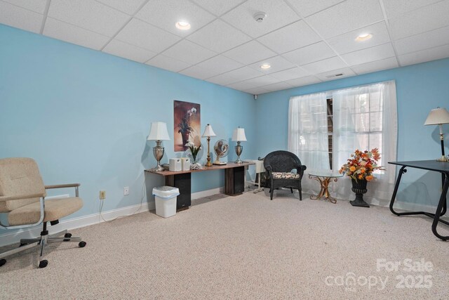 2301 Willow Creek Dr, Newton, NC 28658 - living area featuring carpet, a drop ceiling, and recessed lighting