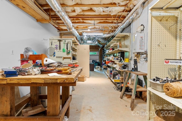 2301 Willow Creek Dr, Newton, NC 28658 - unfinished below grade area featuring a workshop area and tankless water heater