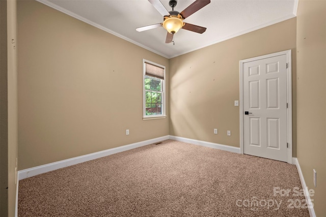 60 Bridge Ln, Tryon, NC 28782 - unfurnished room with carpet floors, ornamental molding, and ceiling fan