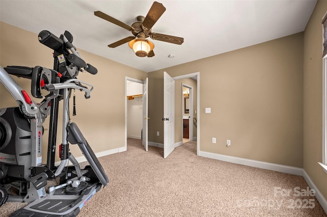 60 Bridge Ln, Tryon, NC 28782 - workout area featuring light colored carpet and a ceiling fan