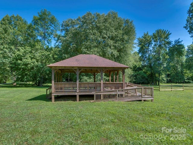60 Bridge Ln, Tryon, NC 28782 - view of green lawn with a gazebo and view of wooded area