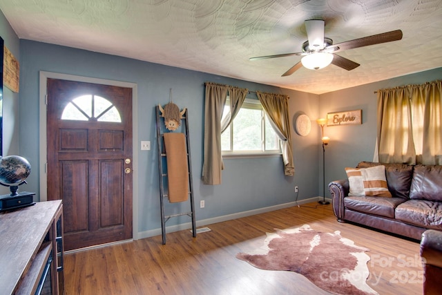 1715 Nelson Dr, Newton, NC 28658 - living room with light wood finished floors and ceiling fan