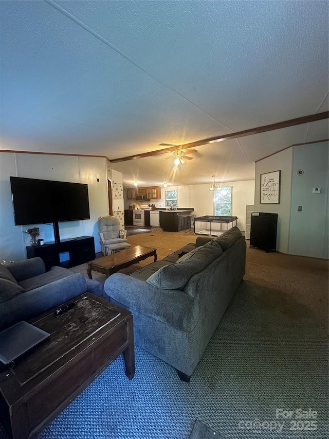 584 Ebenezer Rd, Old Fort, NC 28762 - living room featuring a ceiling fan and a textured ceiling