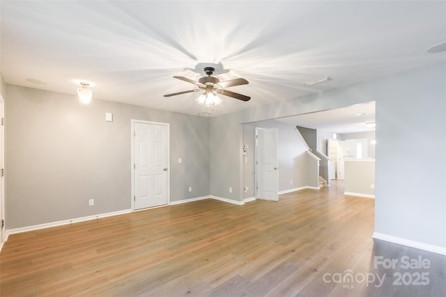 8225 Midas Ln, Locust, NC 28097 - spare room featuring a ceiling fan, wood finished floors, and stairs