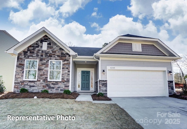 3238 Bozeman Ct Unit 07, Denver, NC 28164 - craftsman-style home featuring stone siding, concrete driveway, and a garage
