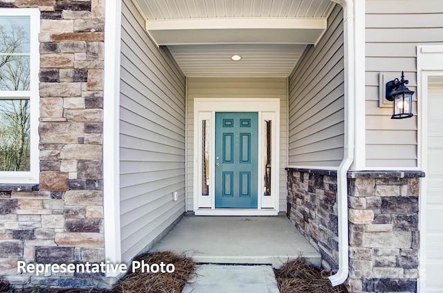 3238 Bozeman Ct Unit 07, Denver, NC 28164 - doorway to property featuring stone siding