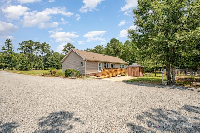 5602 Flint Ridge Church Rd, Marshville, NC 28103 - view of front of home featuring a shed, a deck, and crawl space