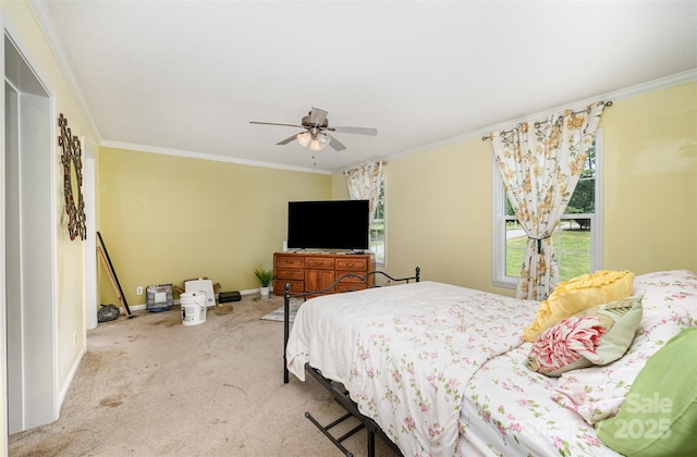 5602 Flint Ridge Church Rd, Marshville, NC 28103 - bedroom with ornamental molding, carpet flooring, and ceiling fan