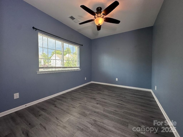 764 River Park Rd, Belmont, NC 28012 - spare room with a ceiling fan, dark wood-style floors, and vaulted ceiling