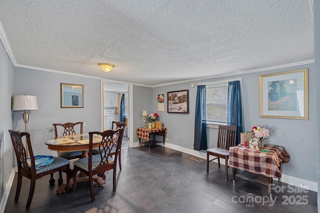 74 Meadow Ave, Concord, NC 28025 - dining area with crown molding and a textured ceiling