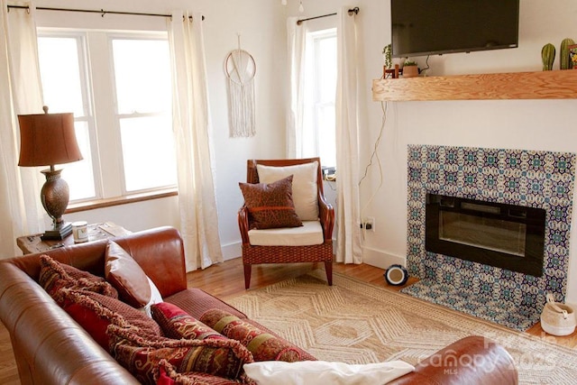 355 Walnut Ave, Spruce Pine, NC 28777 - living area featuring wood finished floors and a high end fireplace