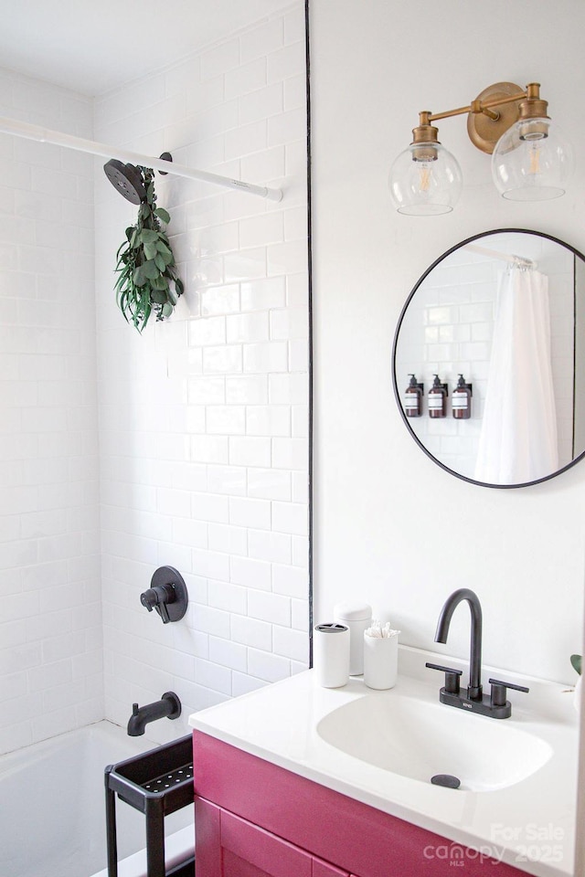 355 Walnut Ave, Spruce Pine, NC 28777 - bathroom with vanity and shower / tub combo with curtain