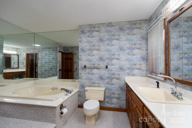 614 Azalea Ln, China Grove, NC 28023 - full bathroom featuring vanity, a garden tub, and wallpapered walls