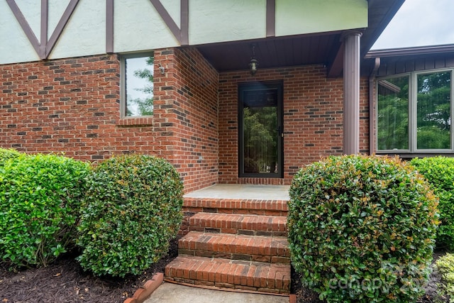 614 Azalea Ln, China Grove, NC 28023 - doorway to property with stucco siding and brick siding