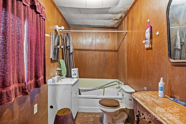 10 Manus Chapel Rd, Mill Spring, NC 28756 - bathroom with vanity, shower / tub combo, and wooden walls