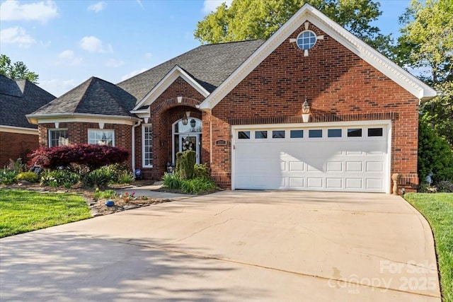 1511 Elkhart Cir, Gastonia, NC 28054 - view of front facade featuring brick siding, driveway, a garage, and a shingled roof