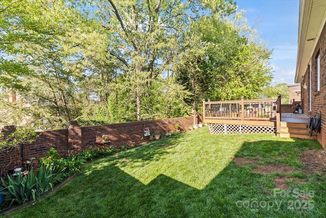 1511 Elkhart Cir, Gastonia, NC 28054 - fenced backyard featuring a wooden deck