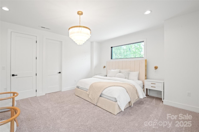 8403 Sarsfield Ct, Waxhaw, NC 28173 - bedroom featuring light carpet and recessed lighting