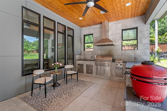 8403 Sarsfield Ct, Waxhaw, NC 28173 - view of patio featuring an outdoor kitchen and ceiling fan