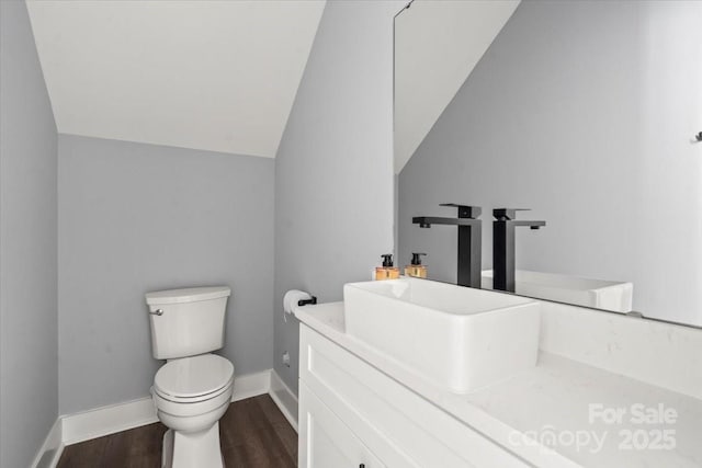 100 Boyette Dr Unit B, Albemarle, NC 28001 - bathroom with wood finished floors, lofted ceiling, and vanity