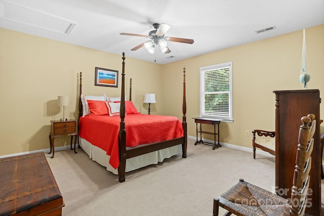 123 Clearwater Dr, Morganton, NC 28655 - bedroom with light carpet, ceiling fan, and attic access