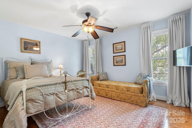 1902 4th Street Ct NW, Hickory, NC 28601 - bedroom with multiple windows, wood finished floors, and a ceiling fan