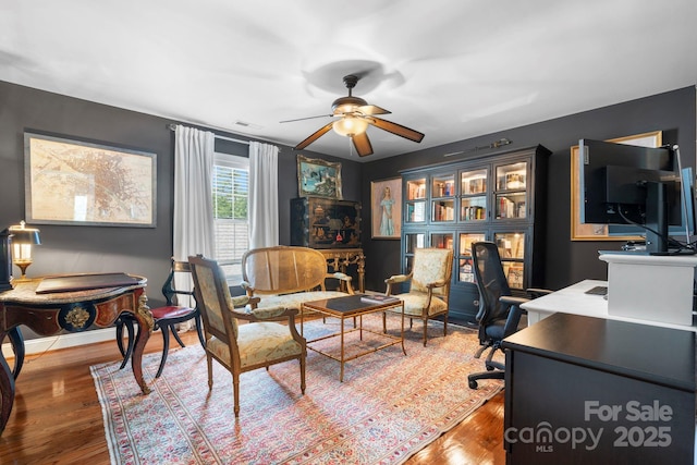 1902 4th Street Ct NW, Hickory, NC 28601 - home office featuring ceiling fan and wood finished floors