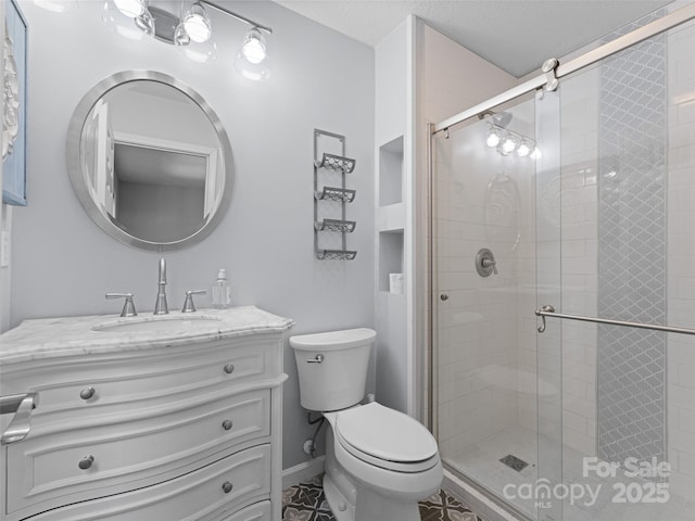 690 Mountain Rd, Hendersonville, NC 28791 - full bath featuring vanity, a shower stall, and tile patterned floors