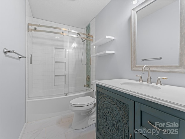 690 Mountain Rd, Hendersonville, NC 28791 - bathroom featuring vanity, combined bath / shower with glass door, and marble finish flooring