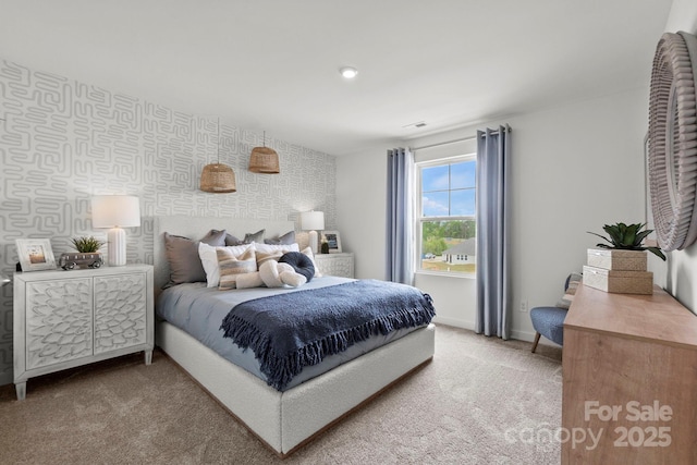2589 Blue Sky Meadows Dr, Monroe, NC 28110 - bedroom with carpet flooring and wallpapered walls