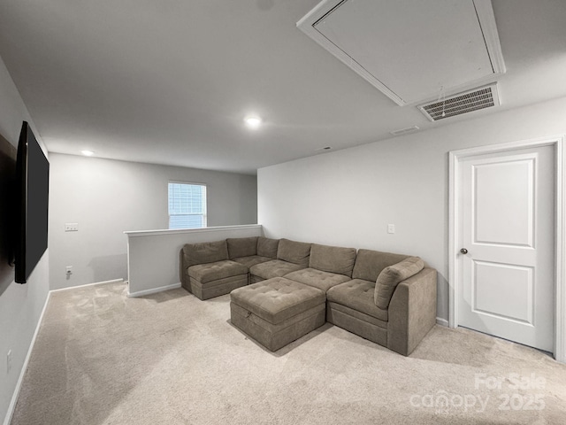 2807 Oldfield Dr, Monroe, NC 28110 - carpeted living area with attic access and recessed lighting