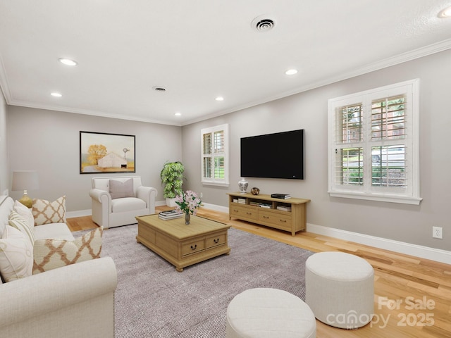 1411 Kensington Rd Unit C-1, Hendersonville, NC 28791 - living room featuring wood finished floors, recessed lighting, and crown molding