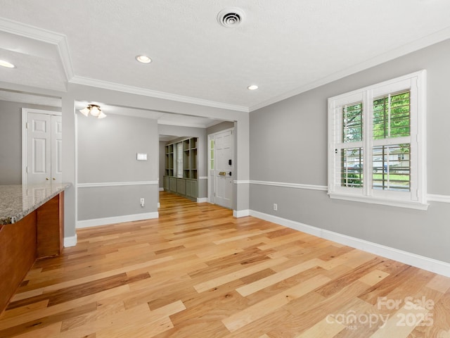 1411 Kensington Rd Unit C-1, Hendersonville, NC 28791 - empty room with ornamental molding, light wood-type flooring, and recessed lighting