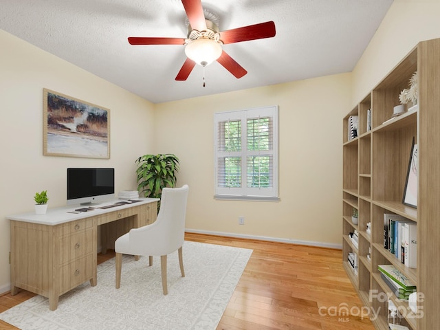 1411 Kensington Rd Unit C-1, Hendersonville, NC 28791 - home office featuring light wood-style flooring, ceiling fan, and a textured ceiling