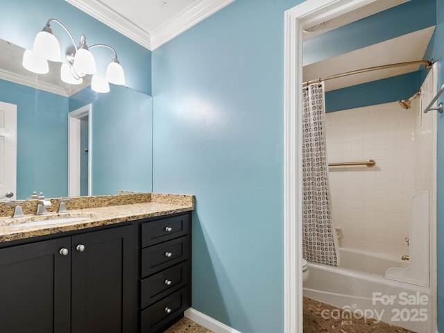 1411 Kensington Rd Unit C-1, Hendersonville, NC 28791 - bathroom with ornamental molding, vanity, and shower / bath combo
